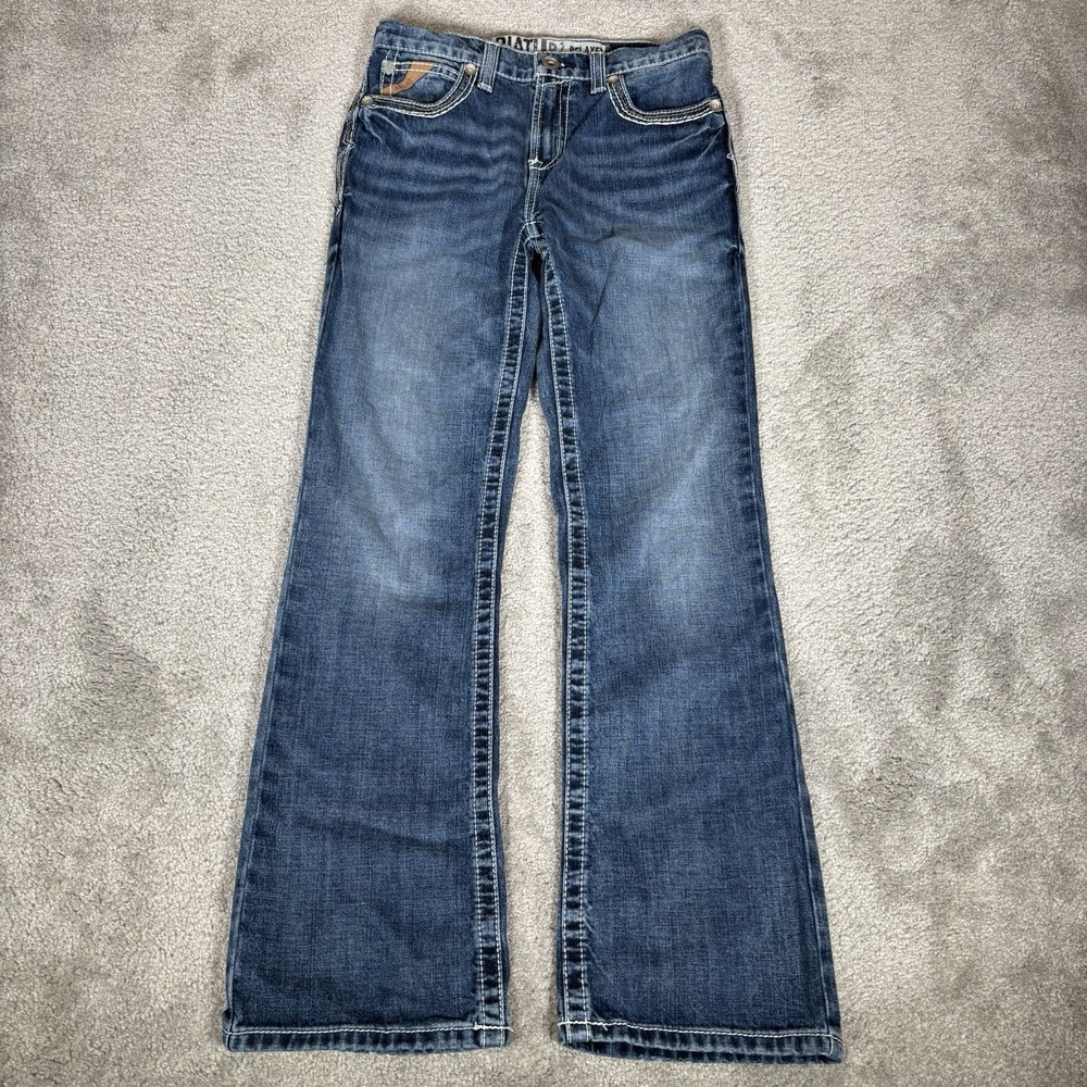 Ariat B4 Jeans Youth Boys 14 Relaxed Bootcut Blue Denim Cotton Workwear READ*